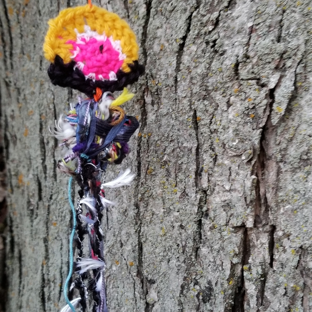 Crochet Ornament Art Oddities Evil Eye Fiber
